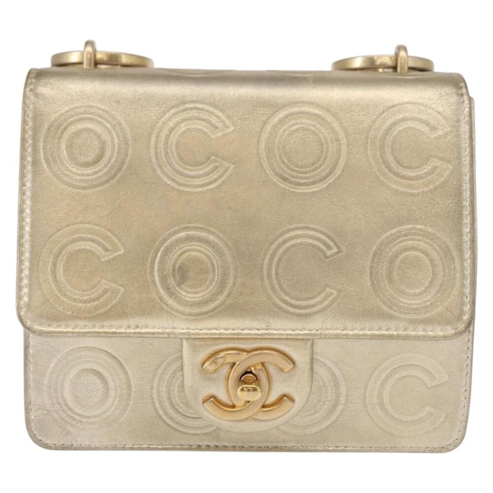 Chanel Lambskin Chain Shoulder Bag Gold